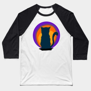 Cat Looking At Sunset Baseball T-Shirt